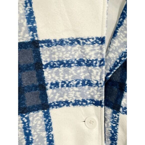 Check Plaid Lightweight Coat Jacket Button Front Pockets White Blue Women's XL - Picture 11 of 14